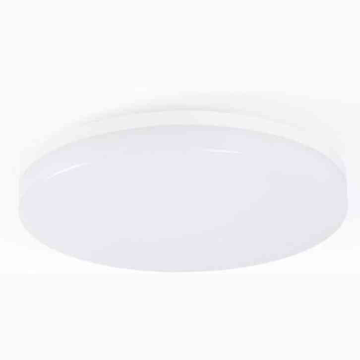 247494 - BARCELONA LED Llambë tavani LED 18W me sensor zëri + sensor muzgu, IP44, Ø26 cm, Llambë LED e bardhë neutrale për banjo, kuzhinë, zona të mbuluara të jashtme