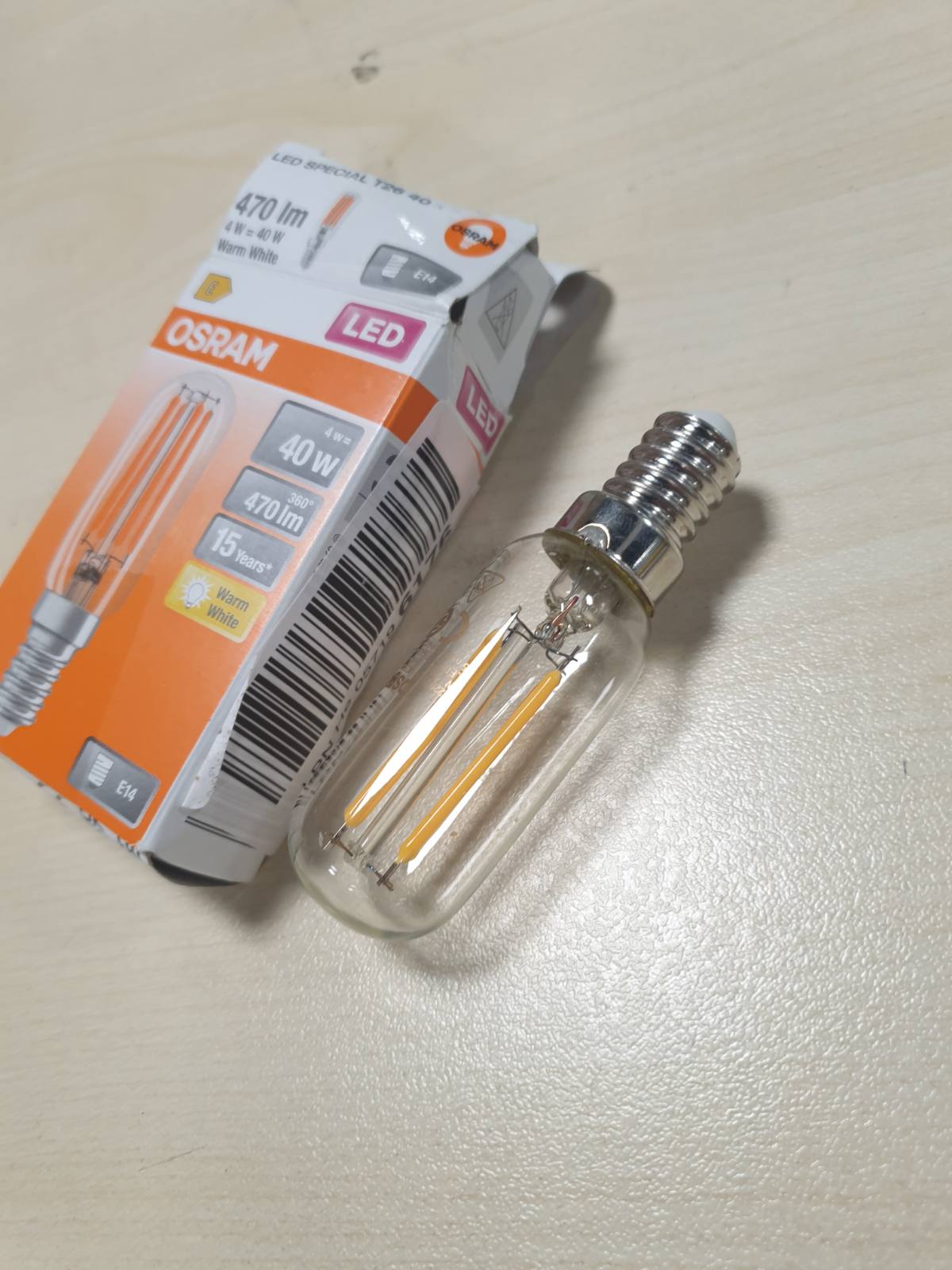 220357 - OSRAM - Llambë LED STAR SPECIAL T26, E14, 4W, zëvendësuese 40W, e Bardhë e Ngrohtë, 2700K, pako me 1