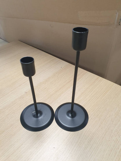 220421 - Set me 2 mbajtëse qirinjsh të zinj, mbajtëse qirinjsh dekorative për qirinj konikë, metal, për tavolinë, dekorim dasmash