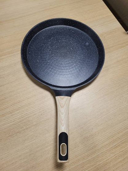 221986 - NutriChef Tavë për Krepa Jo-Ngjitëse, Diametri: 28cm, Induksion, Dorezë Bakeliti dhe Druri, Rezistente ndaj Njollave, Mermer i Zi