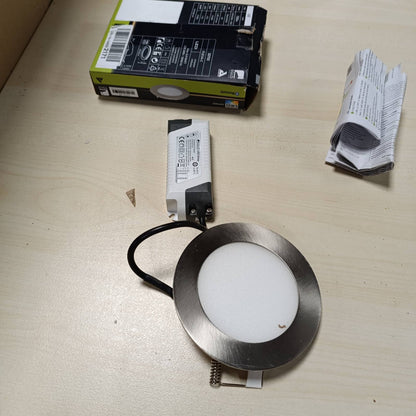 222875 - EGLO LLAMBË LED connect Fueva-C, metal i derdhur, plastikë, argjend, Ø 12 cm, e zbehtë, tone dhe ngjyra të bardha të rregullueshme