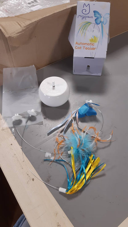 222925 - Migipaws Lodër elektrike interaktive për mace, flutura dhe pendë, Top inteligjent që rrotullohet 360 gradë