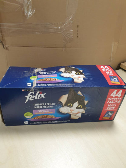 223481 - FELIX | Copa të buta | Në pelte | Mace e rritur | Recetë 100% e plotë dhe e ekuilibruar | Përzgjedhje me salmon, pulë, rosë dhe merluc | Qese freskie | Kuti me 44 x 85g