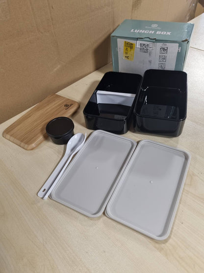 224036 - SINNSALLY Kuti Dreke Bento për të Rritur, 1400ml, me ndarje dhe aksesorë, dizajn japonez