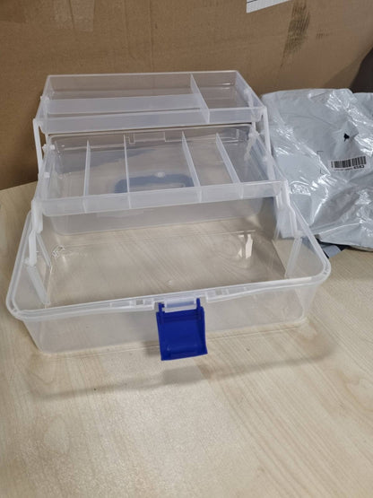 224271 - RELAXDAYS Kuti plastike transparente, 9 ndarje, HWD 14x33x19 cm, blu