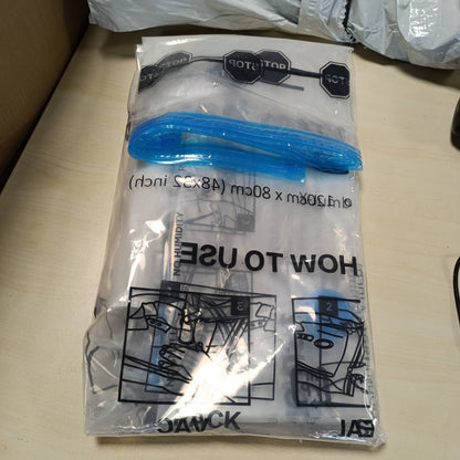 224435 - Amazon Basics Qese kompresimi me vakum, Qese ruajtjeje, me pompë dore, me zinxhir, madhësia X-Jumbo, pako me 4, për rroba, transparente