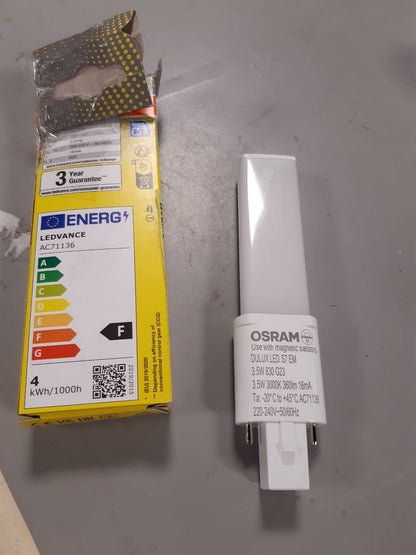 225026 - OSRAM DULUX LED S7 EM, G23, 3.5W, 360lm, 3000K, dritë e bardhë e ngrohtë, zëvendësim LED për llambat fluoreshente kompakte me bazë G23, jetëgjatësi e madhe, pa kohë ngrohjeje