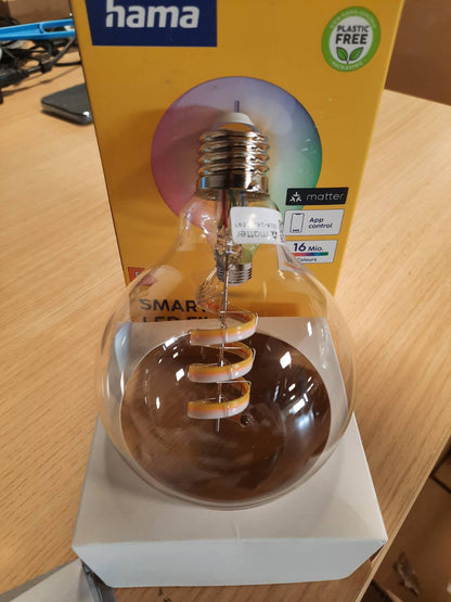 227600 - HAMA Llambë Inteligjente E27 RGB dhe e Bardhë, Formë Globi Filamenti G95, Wi-Fi, Pajtueshme me Alexa, Google Assistant, Apple Home, SmartThings
