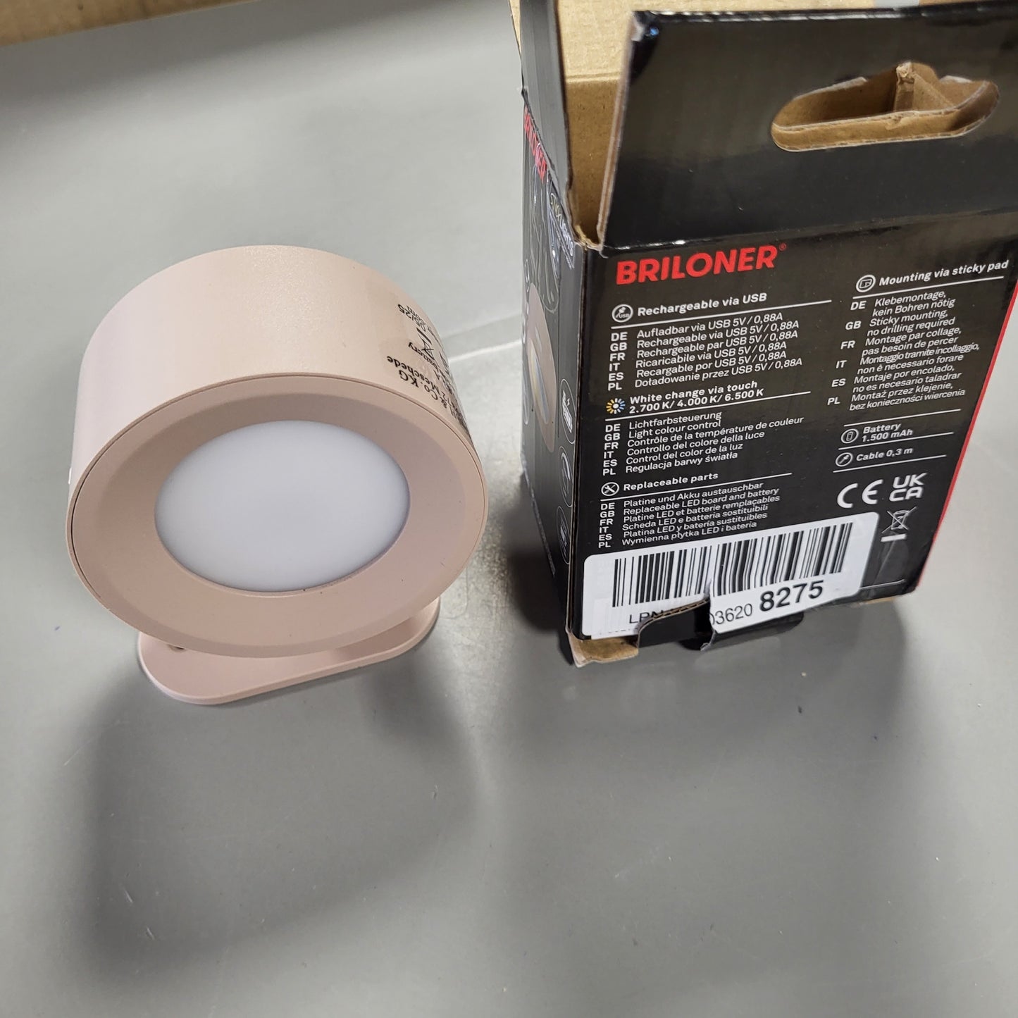 227970 - BRILONER Drita shkopinjsh - Dritë muri LED pa lidhje energjie ose shpim, me bateri, e ndjeshme ndaj prekjes, e errësueshme, CCT, e lëvizshme magnetikisht, llambë muri ngjitëse, llambë leximi, llambë korridori, 9x7.5x4 cm, ngjyrë bezhë