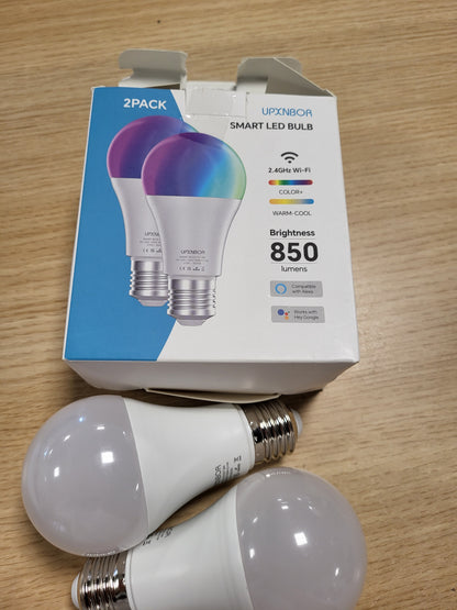 229092 - UPXNBOR Llambë inteligjente E27, Llambë LED WiFi RGBWW 850LM, Aksesor Alexa, i pajtueshëm me Alexa dhe Asistentin Google, 2.4GHz, Pako me 2