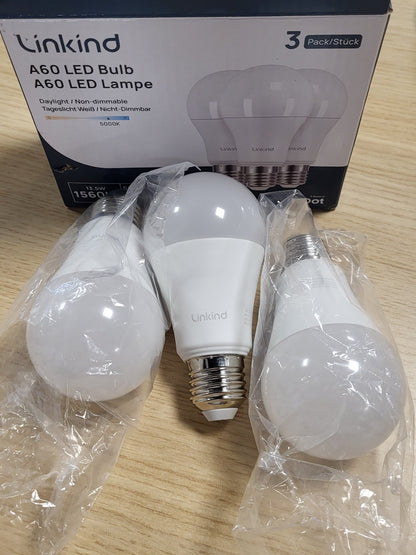 229575 - LINKIND Llambë 13.5W E27, Zëvendëson 100W, 5000K, 1560LM, A60, Pa Errësim, Pako me 3