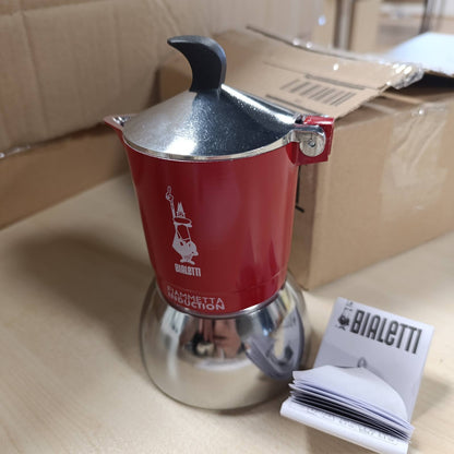 231441 - BIALETTI Aparat Kafeje me Induksion 'Fiammetta', Kapacitet 4 Gota (150ml), i Përshtatshëm për Të Gjitha Llojet e Sobave, i Kuq
