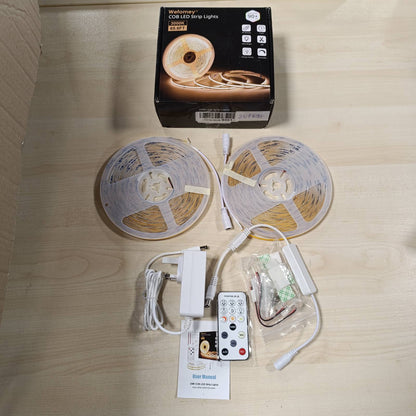 232411 - WEFOMEY Shirit Drite LED COB 20M me Telekomandë, DC24V, 3000K, 2 Rrotulla 10M