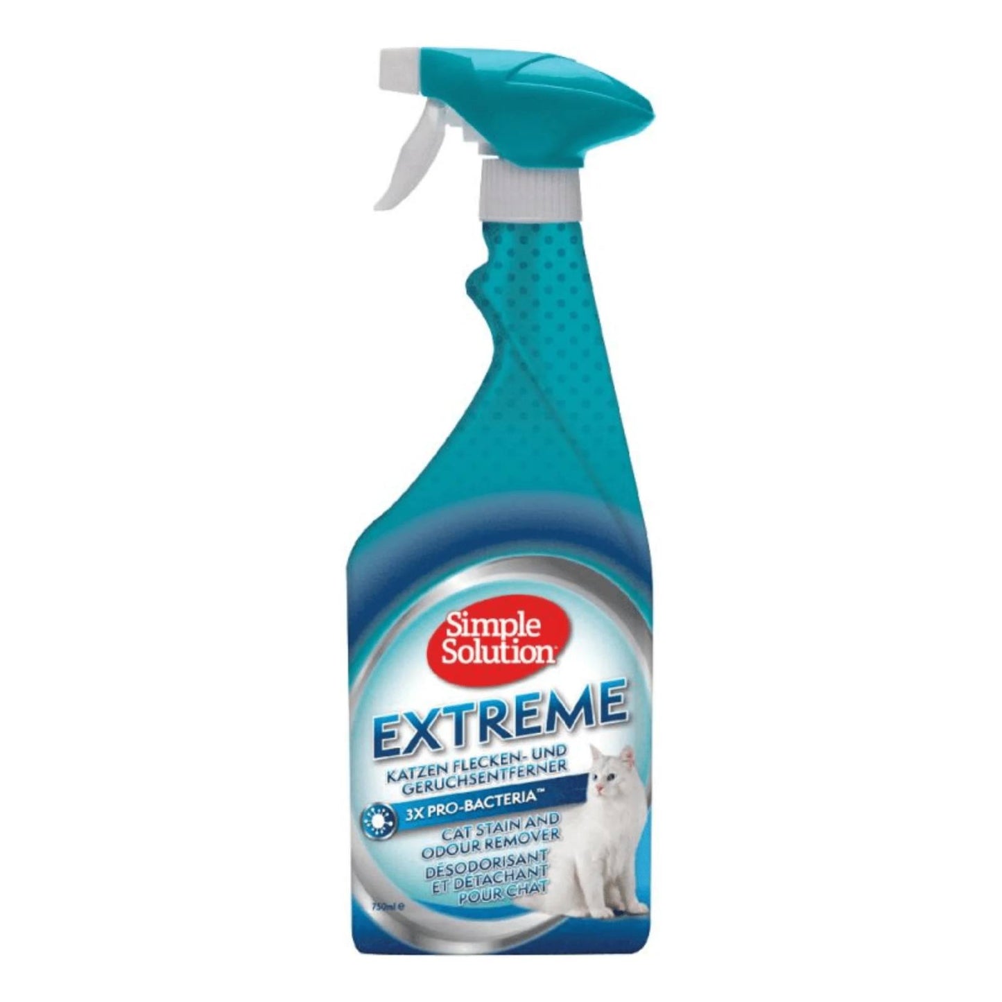 238711 - Simple Solution Extreme – Heqës i njollave dhe aromave të maceve, pastrues enzimatik me fuqi pastrimi 3 herë më të madhe falë baktereve profesionale, 945 ml.