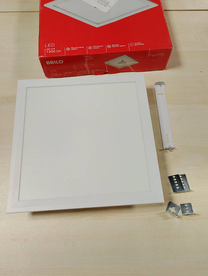 239919 - BRILONER LEUCHTEN Panel ndriçimi tavani LED me sensor lëvizjeje, ultra i sheshtë, llambë tavani 12W, 1,300 lumen, sensor drite dite, katror, i bardhë, 29.5 cm