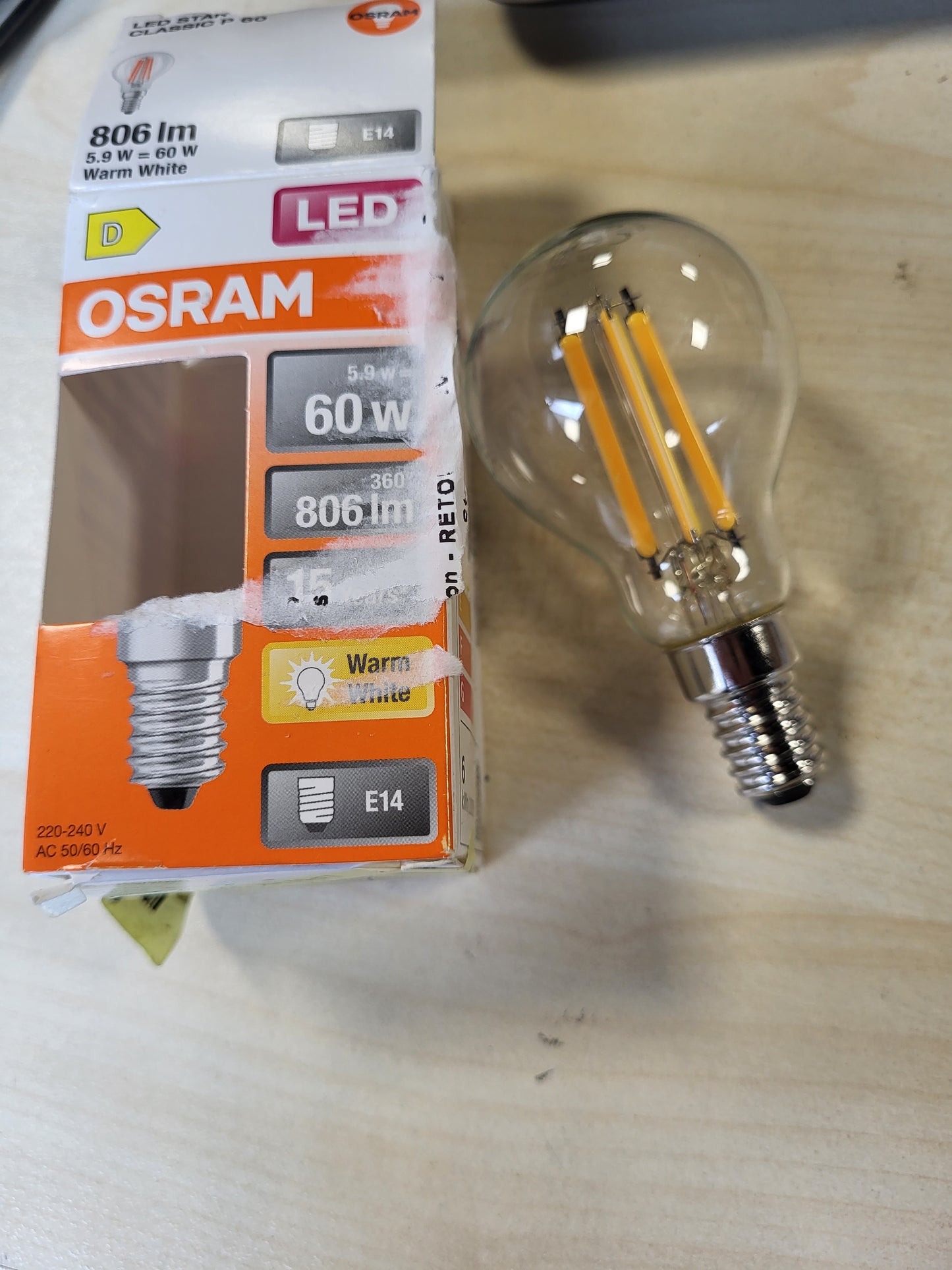 248894 - OSRAM Llambë LED me filament, E14, 6.50W, 2700K, ekuivalente 60W