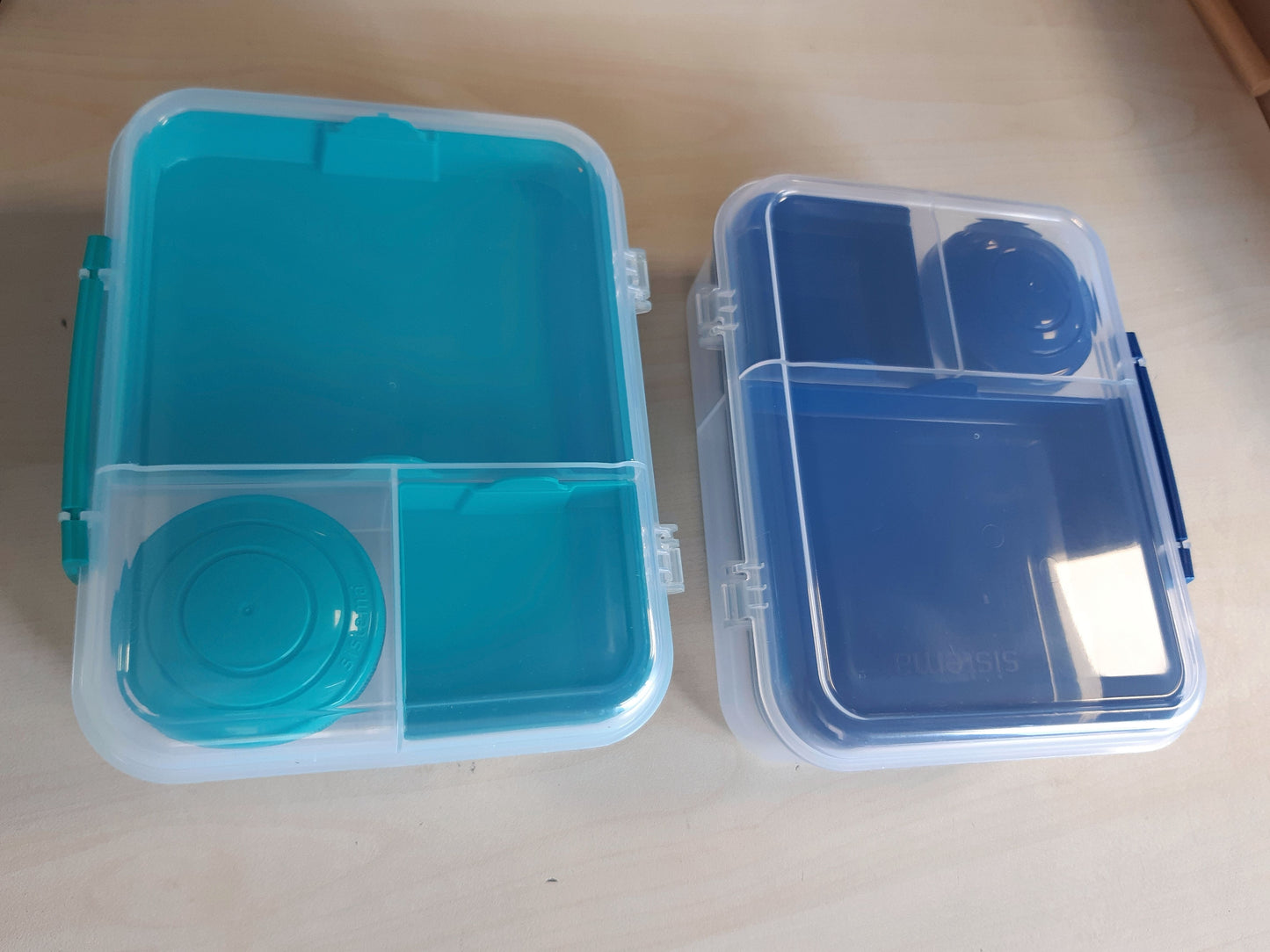 256549 - SISTEMA TO GO Kubikë Bento | 1.65 L | Kuti dreke me ndarje dhe kuti për ushqime të lehta | Pa BPA | 2 copë | Ngjyrë menteje dhe blu oqeani