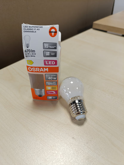 258079 - OSRAM - LED Retrofit CLASSIC P DIM, Llambë LED, Qelq, Mat, 3.4 W, 470 lm, 2700 K, Dimmbar, CRI 80