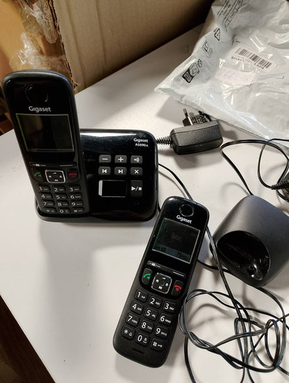 266248 - Gigaset AS690A Duo - 2 Telefona DECT pa Tel me Sekretari Telefoni, ekran me kontrast të lartë, mbrojtje thirrjesh, E Zezë [Versioni Gjerman]