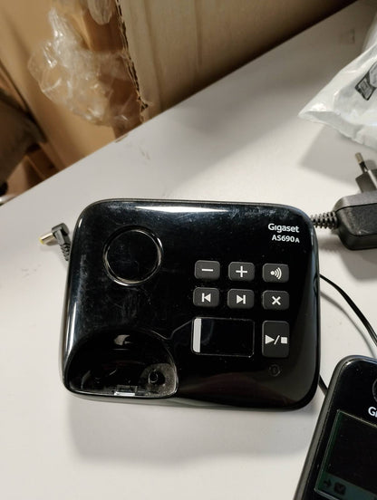 266248 - Gigaset AS690A Duo - 2 Telefona DECT pa Tel me Sekretari Telefoni, ekran me kontrast të lartë, mbrojtje thirrjesh, E Zezë [Versioni Gjerman]