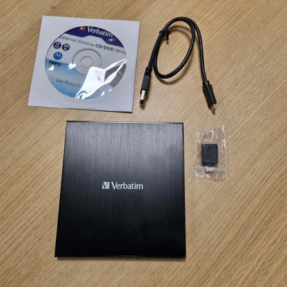 266341 - VERBATIM Shkrues i Jashtëm Slimline CD/DVD USB 3.2 Gen1 me portë USB-C, dizajn kompakt, përfshin kabllon USB-C në USB-A