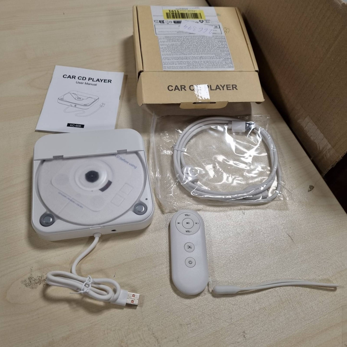 266374 - CD PLAYER PËR MAKINË, PORTATIV ME LIDHJE USB DHE AUX 3.5 MM, PËR CD/CD-R/CD-RW/MP3/WAV