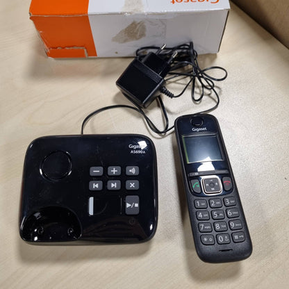 266398 - GIGASET AS690A - Telefon DECT pa tel me sekretari sekretarie - ekran i madh me kontrast të lartë - profile tingulli të rregullueshme - funksion pa duar - mbrojtje nga thirrjet, i zi [versioni gjerman]