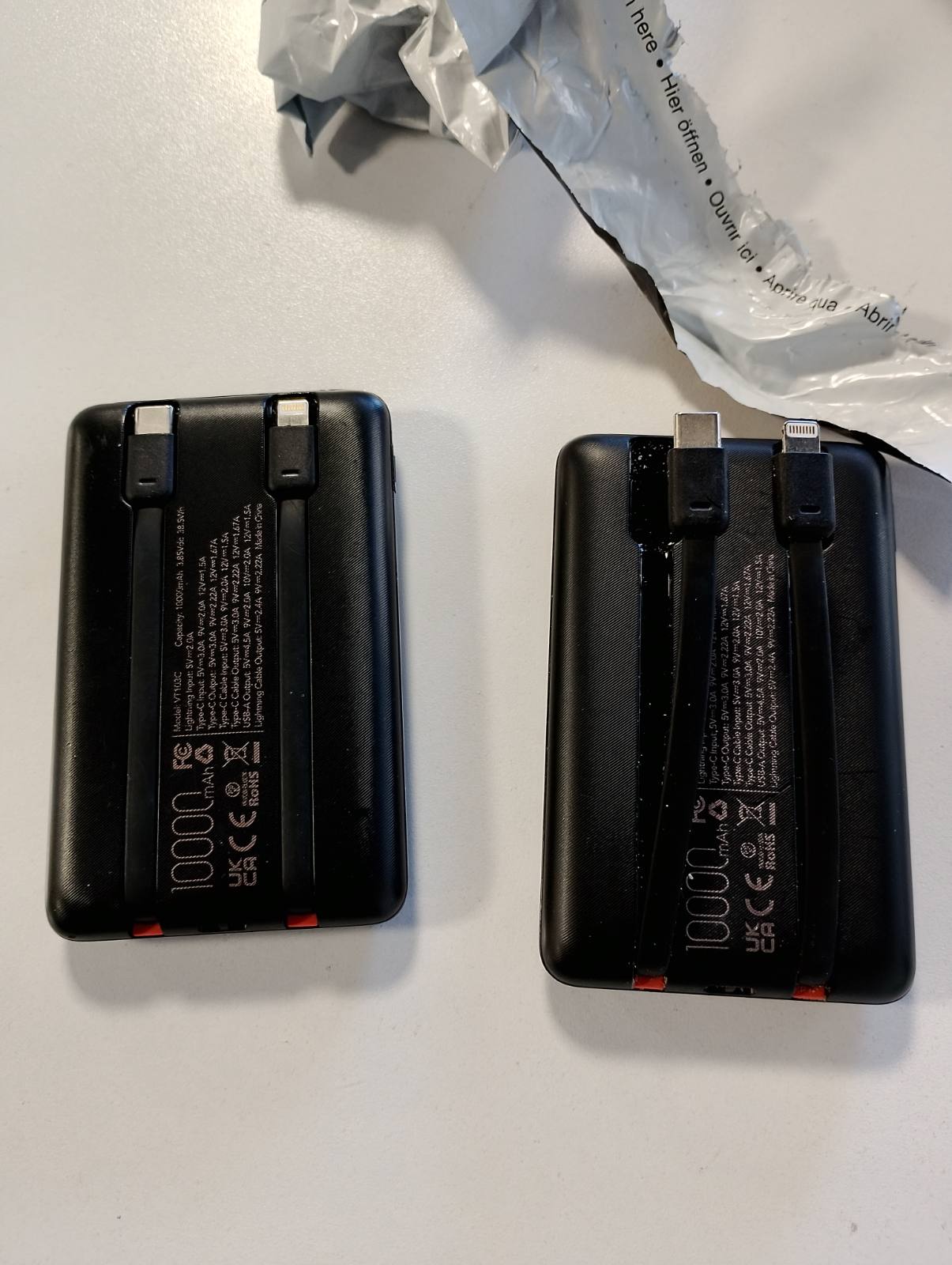 266667 - WEEFANCY - Bankë energjie 10000mAh, PD 22.5W, Mini Power Bank me Kabllo të Integruara, 3 Dalje dhe 3 Hyrje, Kompatibël me iPhone/Samsung/Huawei
