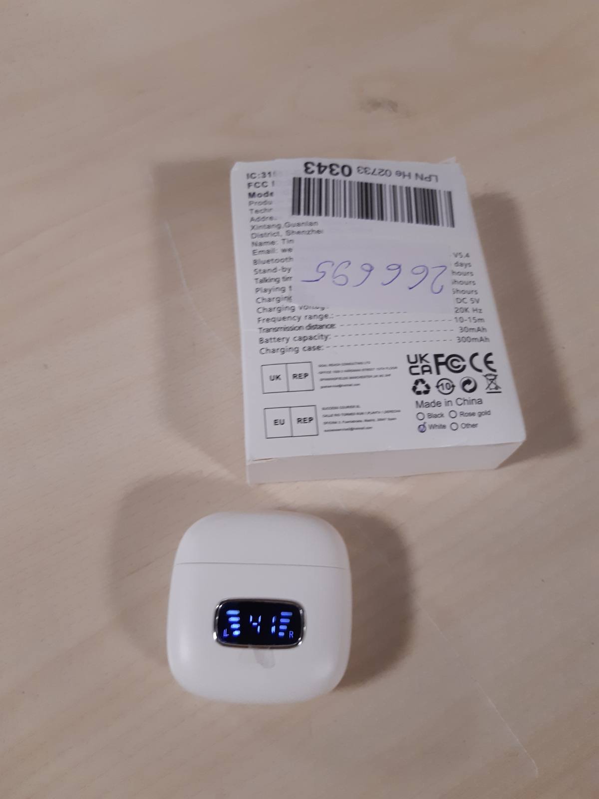 266695 - GODYSE Kufje pa tel Bluetooth Godyse, Kufje Bluetooth 5.4 me 4 mikrofonë që anulojnë zhurmën, ekran LED, kohë luajtjeje 42 orë, tingull stereo HiFi, IPX6 rezistente ndaj ujit, kontroll me prekje, kufje pa tel për iOS dhe Android, të bardha