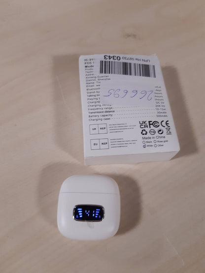 266695 - GODYSE Kufje pa tel Bluetooth Godyse, Kufje Bluetooth 5.4 me 4 mikrofonë që anulojnë zhurmën, ekran LED, kohë luajtjeje 42 orë, tingull stereo HiFi, IPX6 rezistente ndaj ujit, kontroll me prekje, kufje pa tel për iOS dhe Android, të bardha