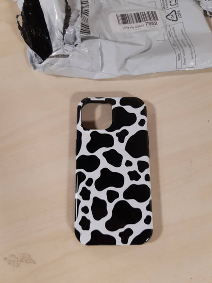 266777 - Mbrojtëse telefoni bardh e zi me lopë, qesharake – për iPhone 15