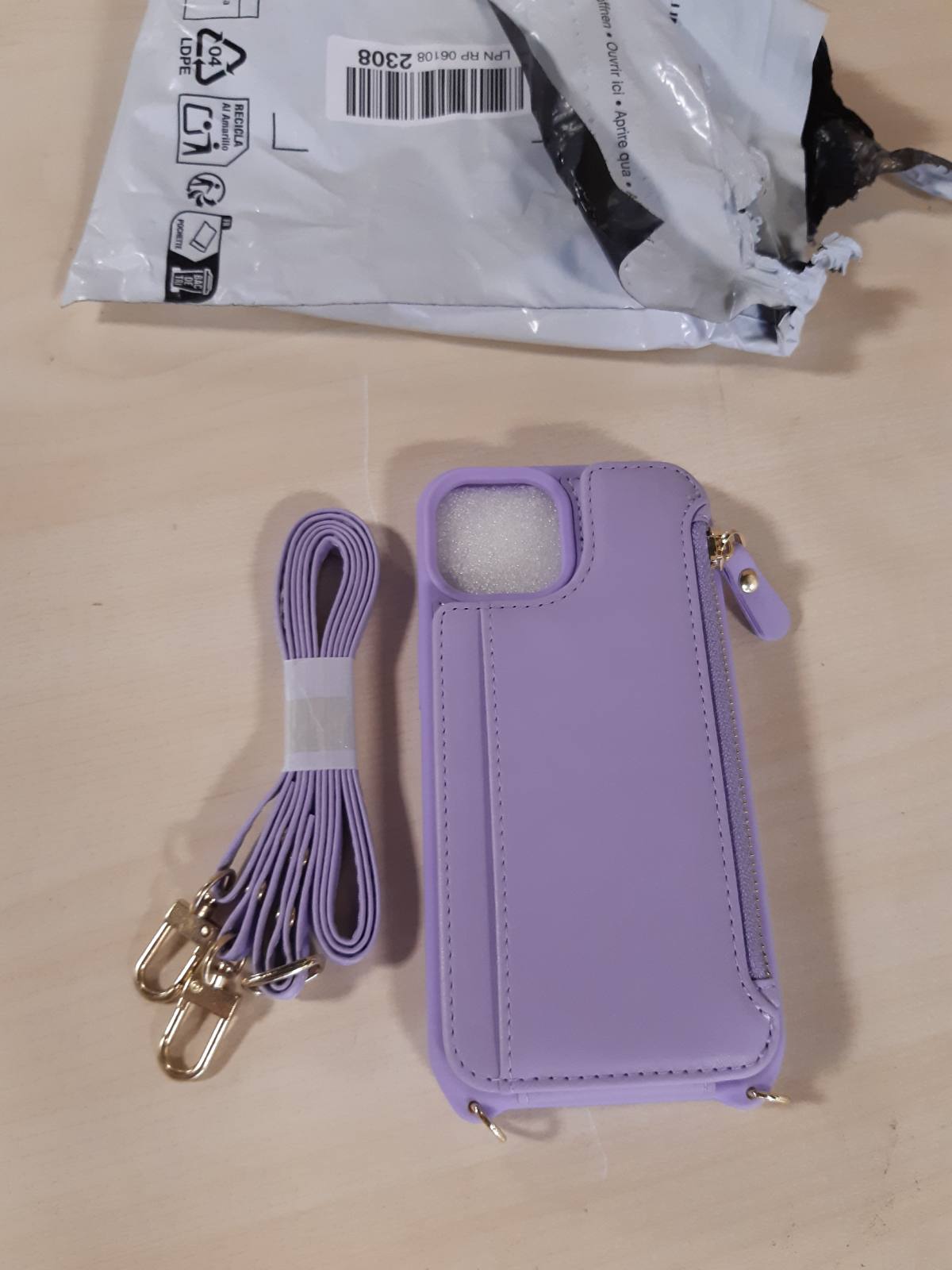 267030 - SAILORTECH Kuti për iPhone 13 me Vend për Kartë, Gjerdan të Rregullueshëm, Portofol me Zinxhir - Vjollcë