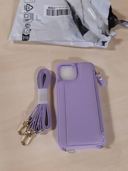 267030 - SAILORTECH Kuti për iPhone 13 me Vend për Kartë, Gjerdan të Rregullueshëm, Portofol me Zinxhir - Vjollcë