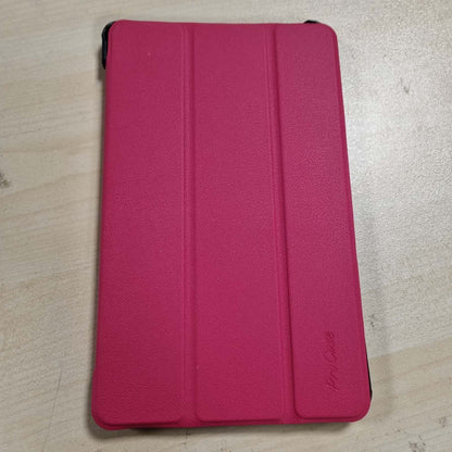 267045 - MBROJTËSE PROCASE ME RROTA PËR GALAXY TAB A 8.0 INÇ 2019 SM-T290 (WI-FI) SM-T295 (LTE) T297, MBROJTËSE PREJ LËKURE TË FORTË, ULTRA E HOLLË DHE E LEHTË, E PALOSSHME TREFISH, MAGENTA