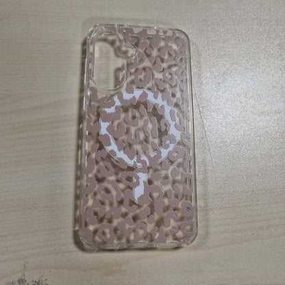 267177 - Saqmkil Mbrojtëse magnetike për telefonin Samsung Galaxy A56 5G 6.7", e pajtueshme me MagSafe, mbrojtëse estetike për vajza me model leopardi, mbrojtëse transparente prej silikoni të butë TPU rezistente ndaj goditjeve për Samsung A56, 02
