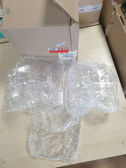 268164 - Flexiplus Set i qëndrueshëm për raft revistash në mur, ekran prej pleksiglasi A4, ekran me dy mure, 6 ndarje me 2 sete fiksimi, transparent