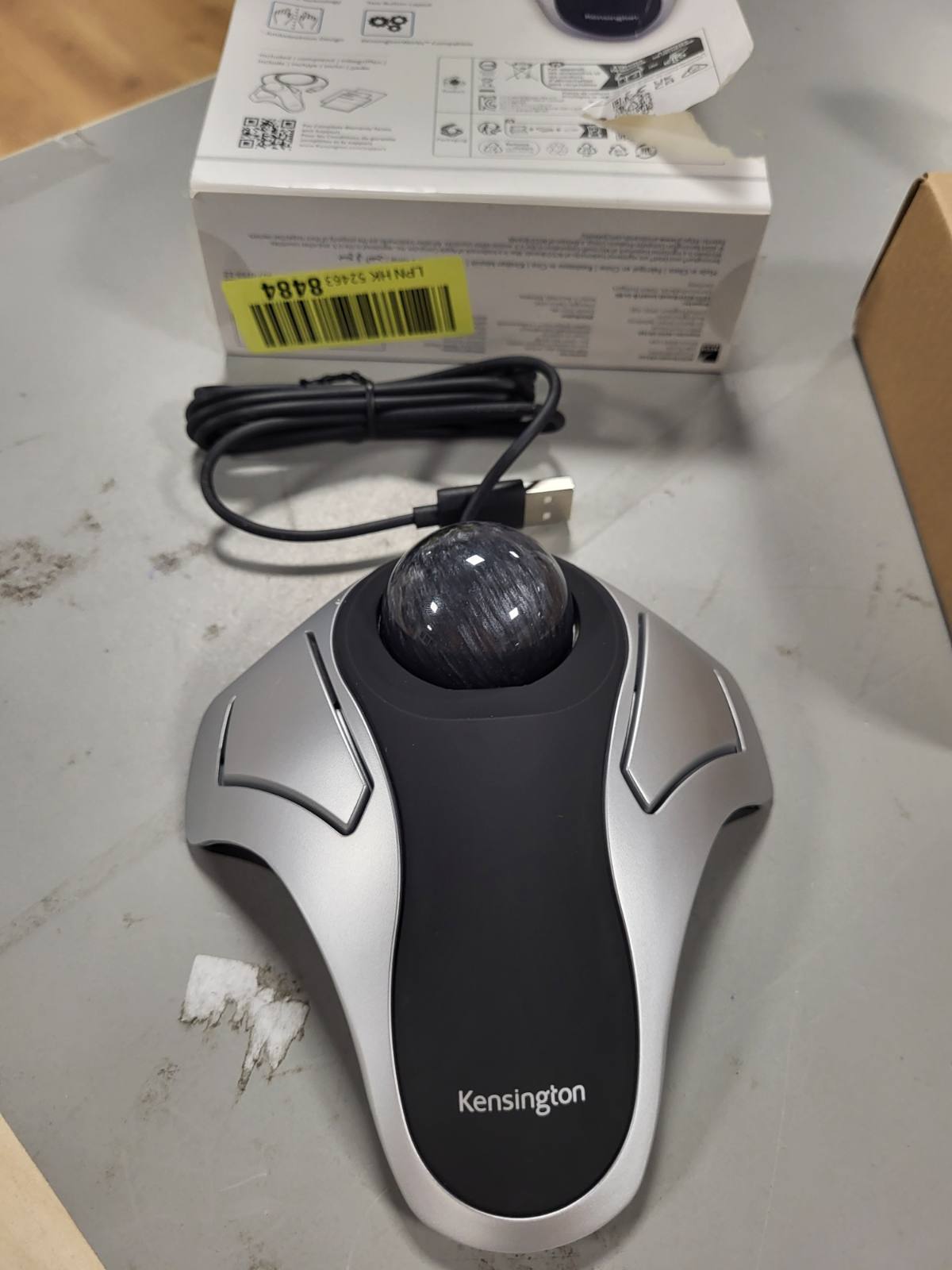 268244 - Kensington Orbit TrackBall, Maus Ergonomik me Tel, Sferë 40 mm, I pajtueshëm me Windows dhe macOS, Argjendtë/Gri, 64327EU