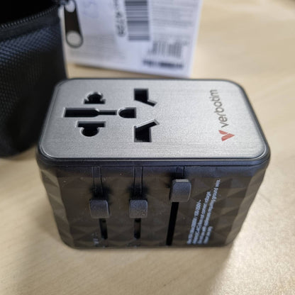 268252 - VERBATIM Përshtatës universal udhëtimi GaN UTA‑05 65 W, përshtatës prize me 2 porta USB‑A dhe 2 porta USB-C, karikues i shpejtë për laptop, telefon celular, kamerë dhe më shumë, përshtatës udhëtimi i përdorshëm në të gjithë botën, 100-250 V