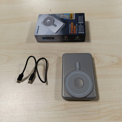 268350 - PORTENTUM 5-në-1 Bankë energjie MagSafe, 10000 mAh, Kabllo të integruara Lightning + USB-C, Karikim i shpejtë PD/QC 20W, Karikim pa tel Qi 15W