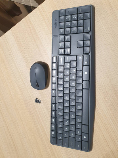 268565 - LOGITECH Kombinim tastiere dhe mausi pa tel MK235 për Windows, Marrës USB Unifying 2.4 GHz, Tastierë pa tel, 15 taste funksionesh, Jetëgjatësi baterie 3-vjeçare, PC/Laptop, Gri e errët