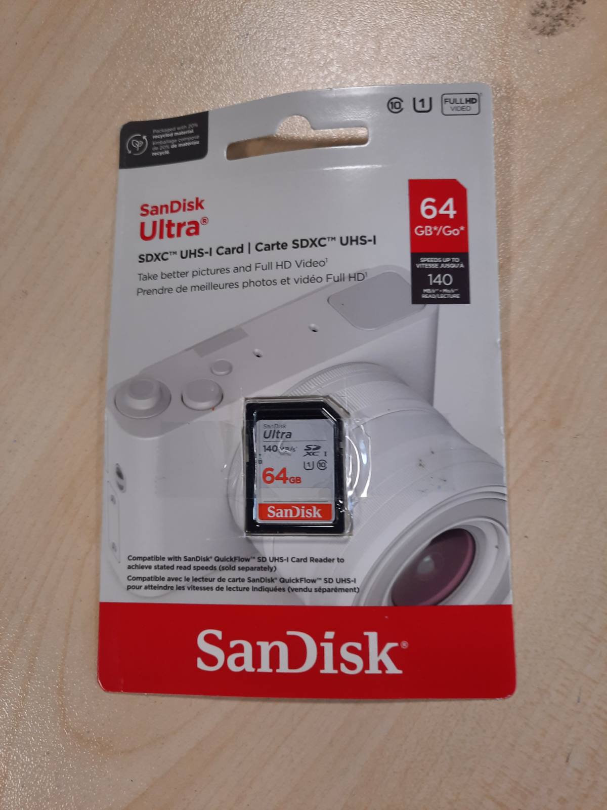 268657 - KARTË SANDISK 64GB ULTRA SDXC, ME DERI NË 140MB/S, PERFORMANCË APLIKACIONI A1, UHS-1, KLASA 10, U1