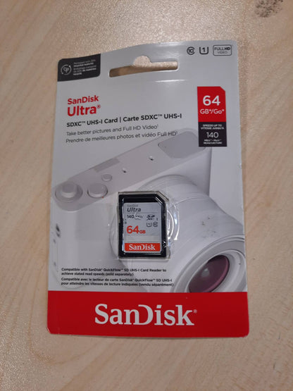 268657 - KARTË SANDISK 64GB ULTRA SDXC, ME DERI NË 140MB/S, PERFORMANCË APLIKACIONI A1, UHS-1, KLASA 10, U1