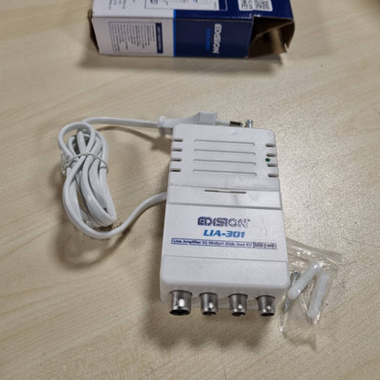 268710 - EDISION - Amplifikator i Brendshëm LIA-301 UHF/VHF, 5-20dB i Rregullueshëm, 98dBmV, për DVB-T/T2, me Filtër 5G LTE, 1 Hyrje, 3 Dalje, Lidhësa IEC