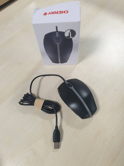 268926 - CHERRY Maus GENTIX i heshtur, me tela, butona të qetë pa zhurmë klikimi, sensor optik 1000 DPI, dizajn simetrik, kabllo 1.8 m, USB 2.0, i zi