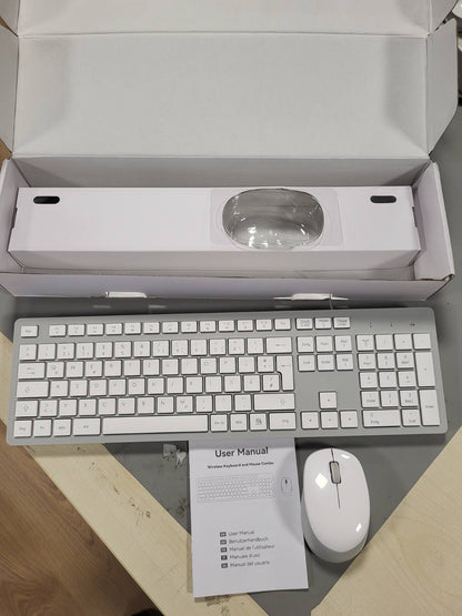 269061 - LEADSAIL Set tastiere dhe mausi pa tel K786, Paraqitje gjermane QWERTZ, Shtypje tastiere pa zhurmë, 2.4 GHz me marrës nano USB 2-në-1 për PC/Laptop (Gri)