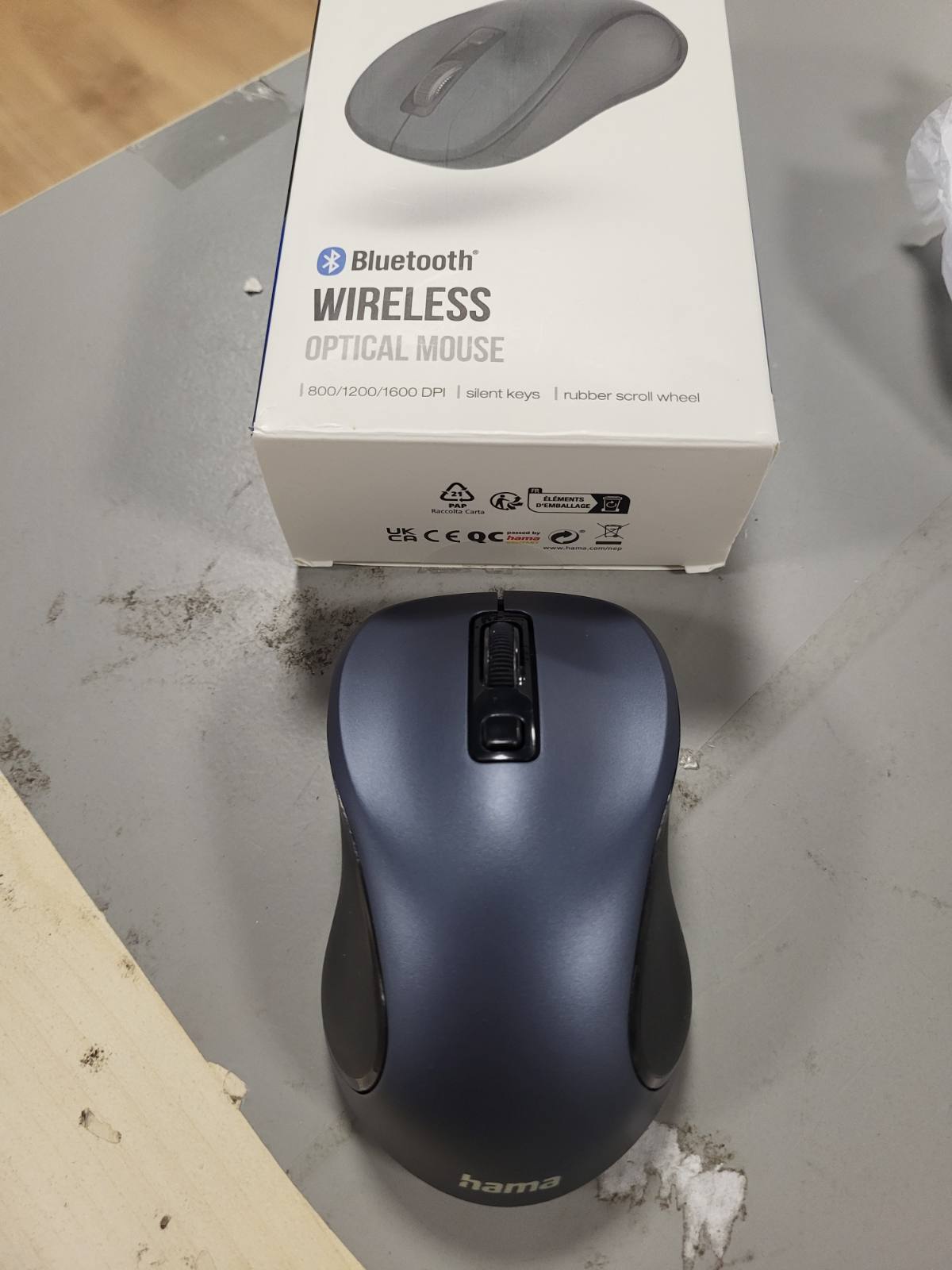 269111 - HAMA Maus pa tel Bluetooth (3 butona, 800dpi/1200dpi/1600dpi, maus optik pa tel, për laptop/PC/tablet, i heshtur, me bateri, për përdorues me dorën e djathtë/të majtë) antracit