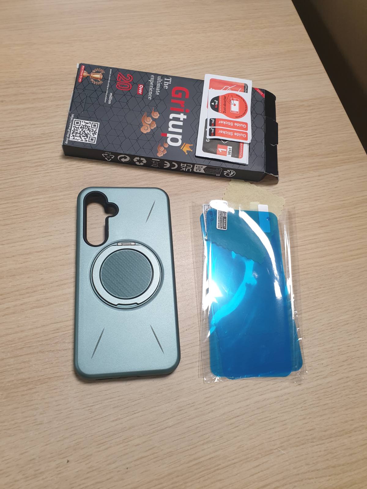 269120 - GRITUP Mbështjellëse për Samsung Galaxy S23 Fe, e gjelbër, me 2 mbrojtës ekrani HD dhe mbrojtje ushtarake