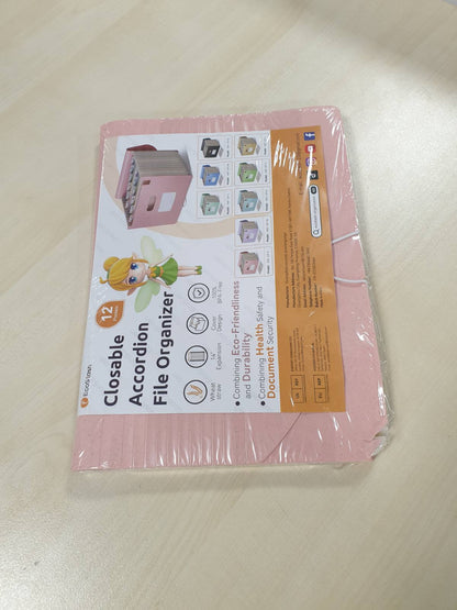 269177 - ECOSTASH Dosje Fizarmonike A4 me 12 Xhepa, Organizues Dokumentesh i Zgjerueshëm, Pa BPA, Kthim në Natyrë, Rozë Luleshtrydhe