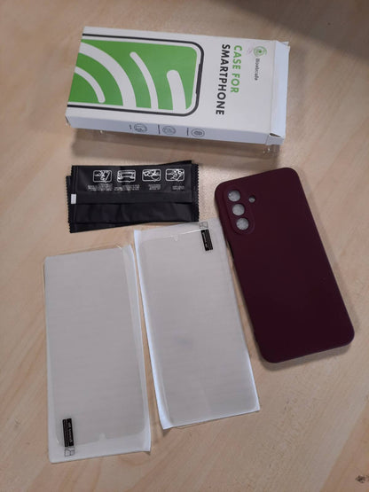 269224 - VANSDON Mbrojtëse telefoni e përputhshme me Samsung Galaxy A17 4G/5G, Mbrojtëse ekrani me 2 copë qelqi të temperuar, Mbrojtëse silikoni të butë TPU të lëngshëm, Mbrojtëse silikoni xheli gome rezistente ndaj goditjeve - Ngjyrë burgundy