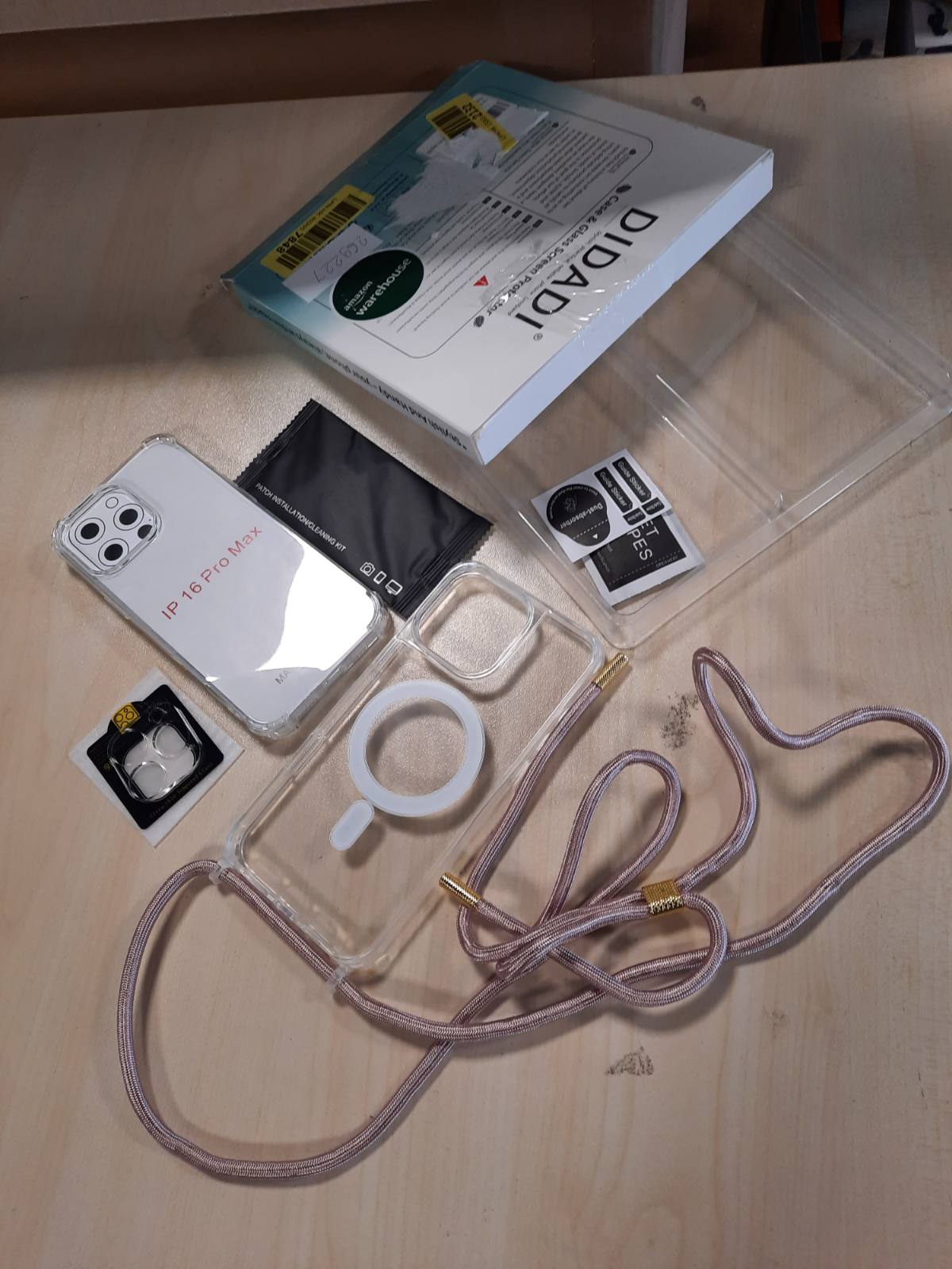269227 - DIDADI Mbështjellëse Telefoni me Rrip dhe Magnet - Zinxhir Transparent, e Lëvizshme me 2 Mbrojtëse Ekrani prej Xhami të Temperuar + Mbrojtje Kamere, Ar i Rozë